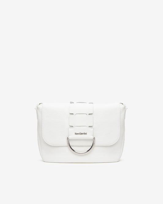 Borsa a tracolla in pelle da donna bianca nero giardini E644162D_707