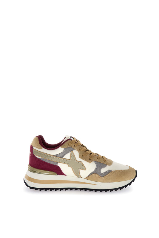 YAK-W. SUEDE/NYLON/METALLIC STRIPE SOLE SAND-BONE-DARK GREY