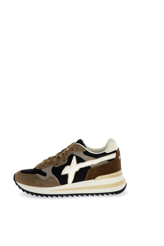 YAK-W. SUEDE/NYLON/METALLIC STRIPE SOLE TAUPE-BLACK-BONE