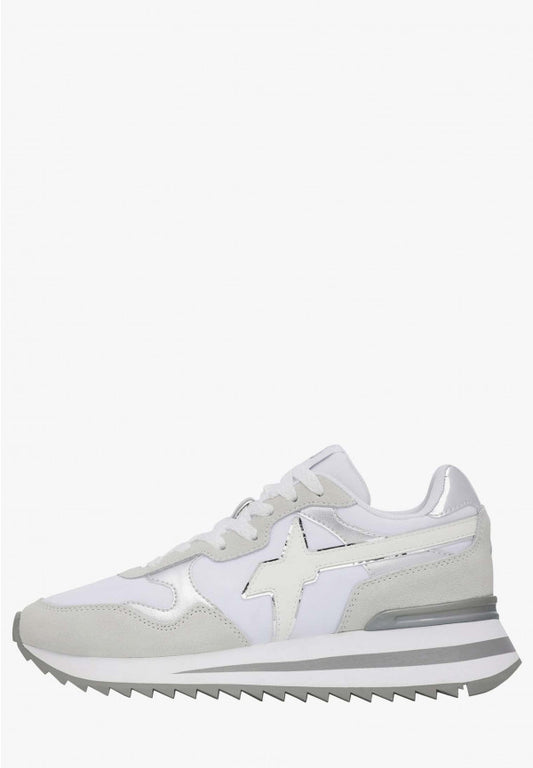 W6yz  YAK-W. - Sneakers in tessuto tecnico e suede - Bianco-Grigio