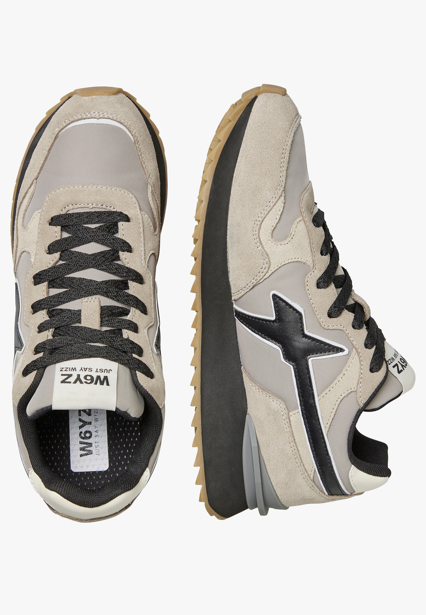 W6YZ YAK-M. - Sneakers in suede e tessuto tecnico - Tortora-Beige