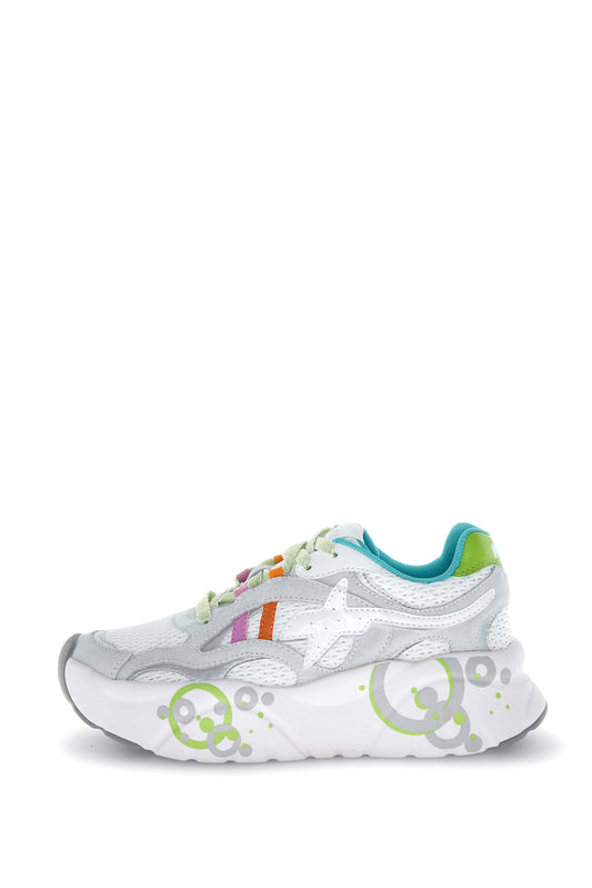 IDA-W. - Sneakers in suede e tessuto tecnico - Bianco-Argento