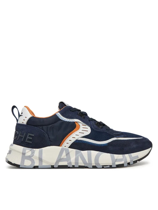 Sneakers Voile Blanche Mod. Club  Blue con profilibianco e arancio
