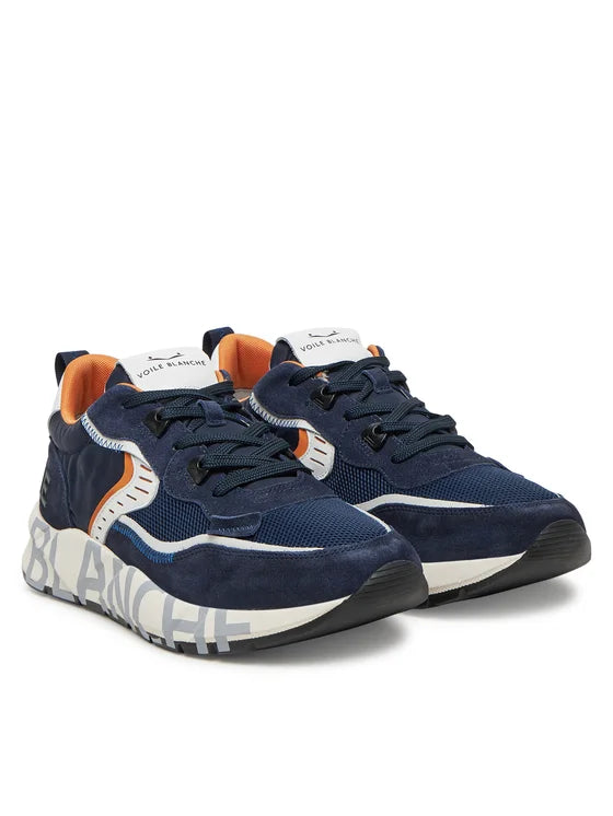 Sneakers Voile Blanche Mod. Club  Blue con profilibianco e arancio