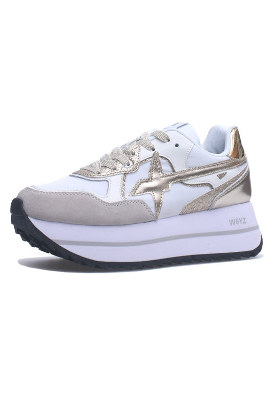 Sneakers W6yz Modello Dewa Bianca con profili  platino