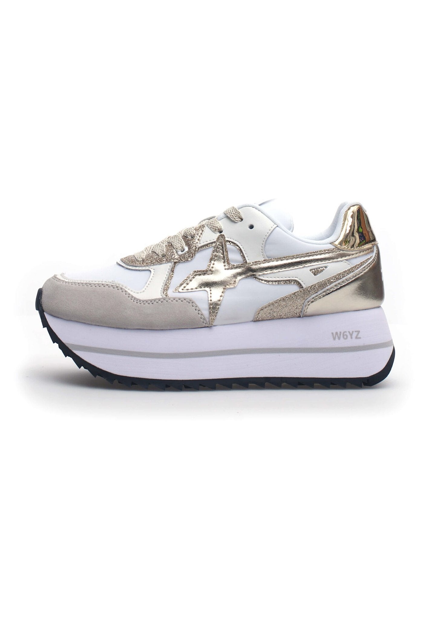 Sneakers W6yz Modello Dewa Bianca con profili  platino