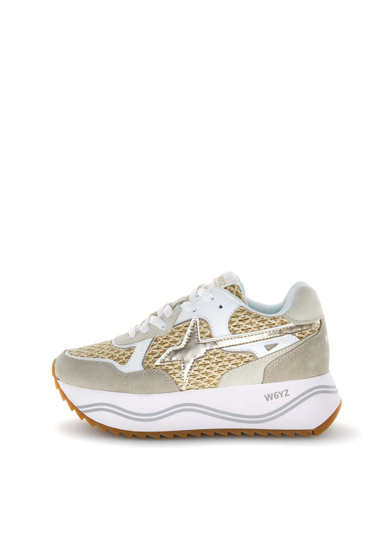 DEVA W. - Sneakers in suede e tessuto - Grano-Bianco-Sabbia