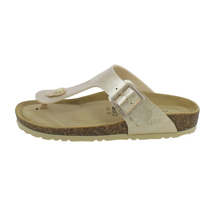 Goldastar Platinum Sandal with Buckle with Stones and Fusbet Soft