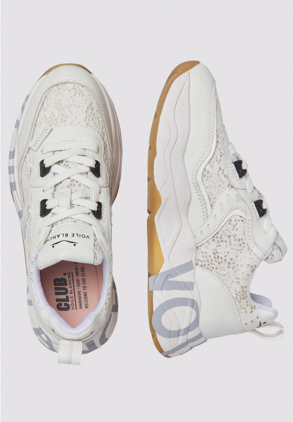 Club 105 Sneakers in pelle e tessuto Bianco trama in Pizzo