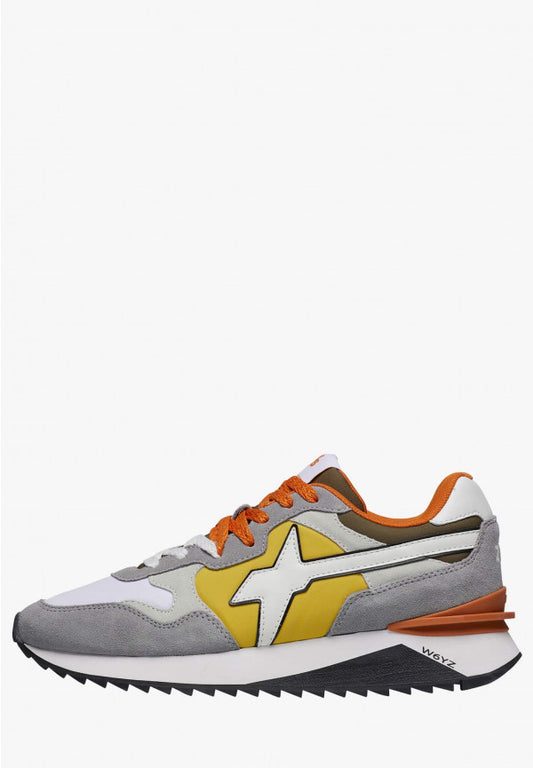 Sneakers Uomo W6yz yak-m. -  in suede e tessuto tecnico - grigio chiaro giallo