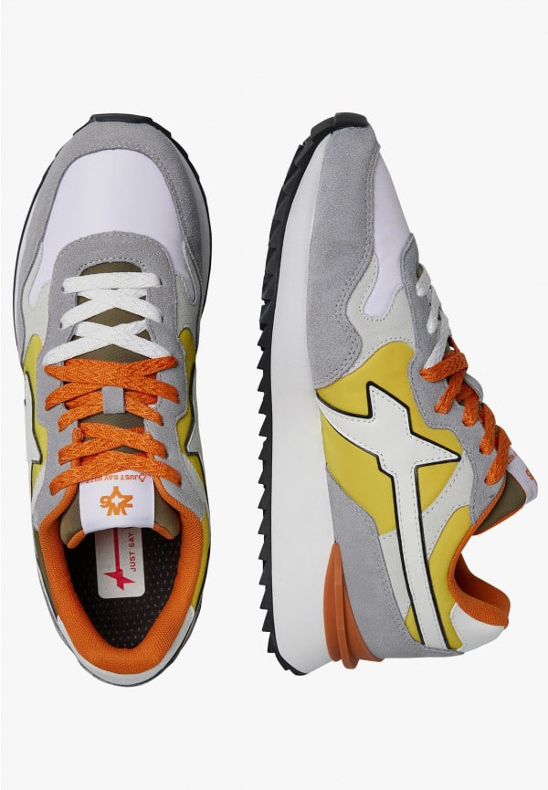 Sneakers Uomo W6yz yak-m. -  in suede e tessuto tecnico - grigio chiaro giallo