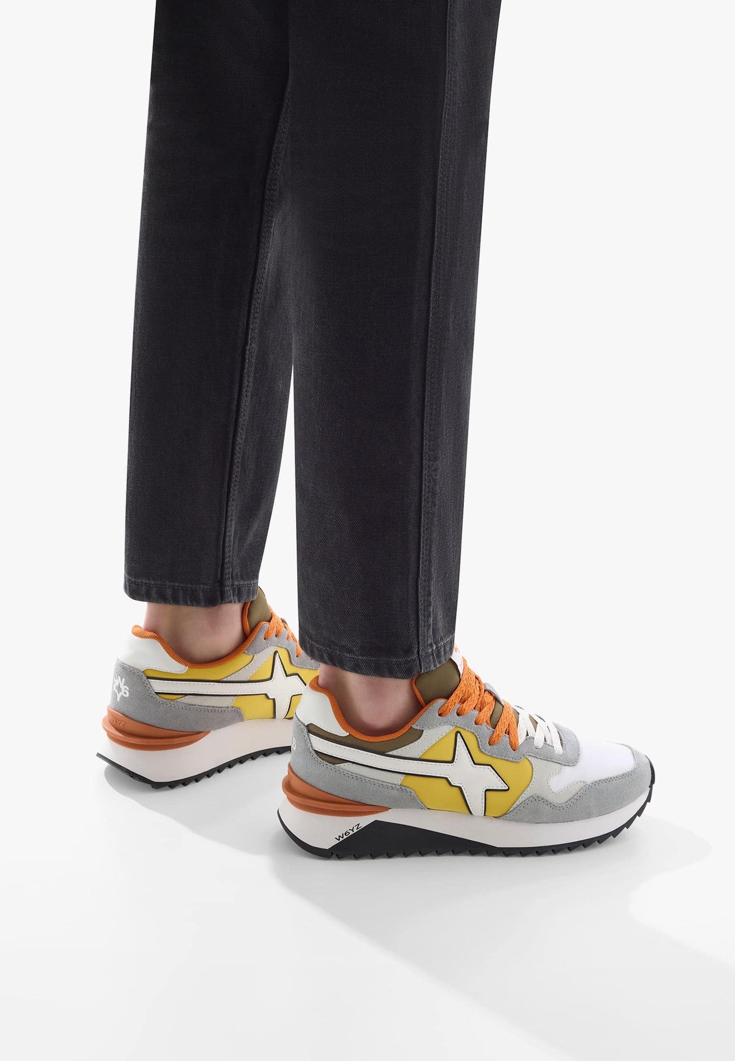 Sneakers Uomo W6yz yak-m. -  in suede e tessuto tecnico - grigio chiaro giallo