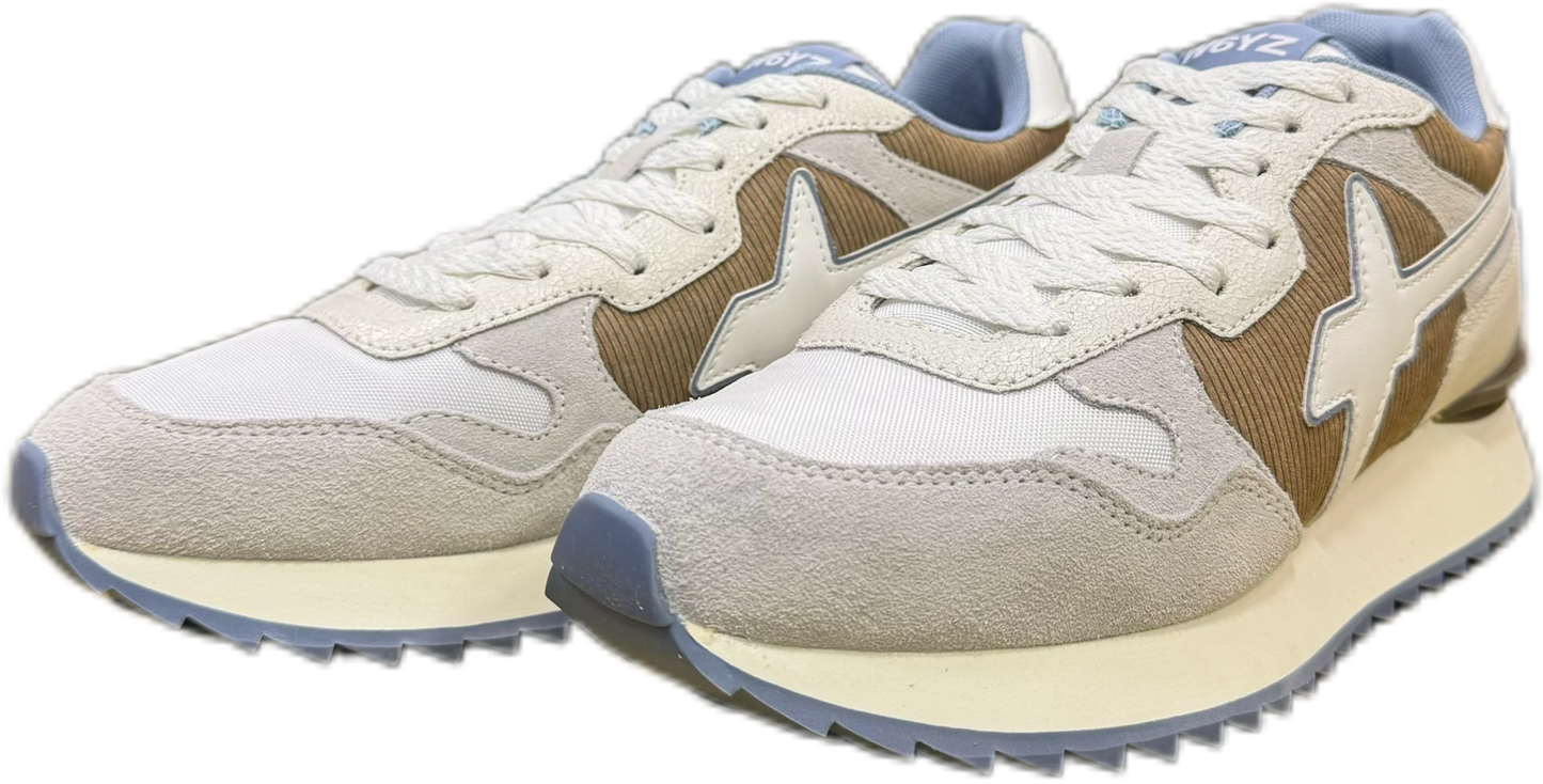 Sneakers Uomo W6YZ YAK-M 1N53 SUEDE STRIPED NYLON WHITE-BROWN-AZURE