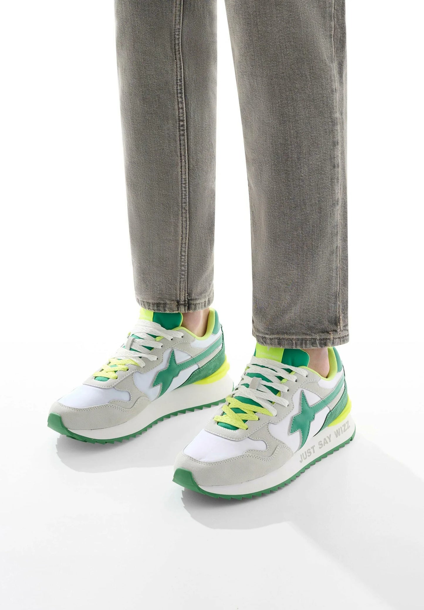 Sneaker  Uomo W6yz YAK-M. SUEDE/NYLON/SPLIT COLOR WHITE-GREEN