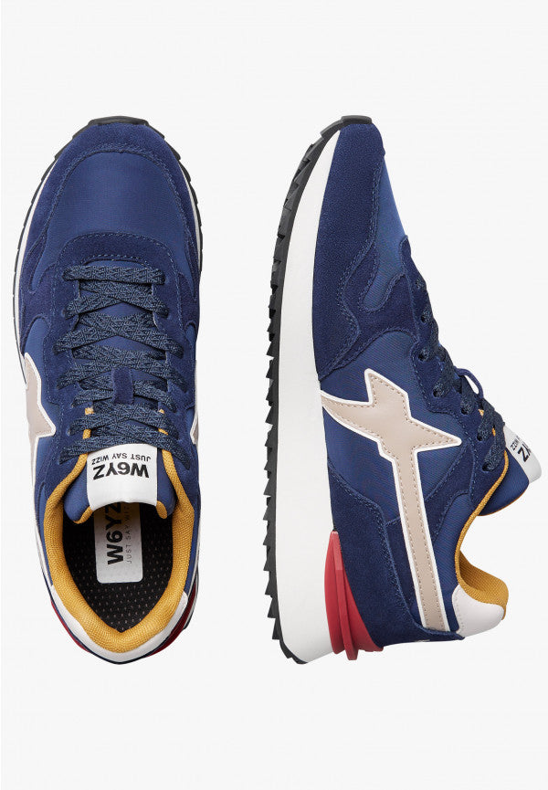 YAK-M. - Sneakers in tessuto tecnico e suede - Navy-Beige