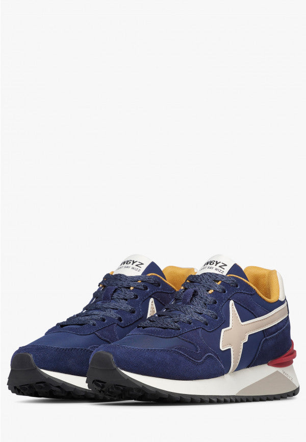 YAK-M. - Sneakers in tessuto tecnico e suede - Navy-Beige